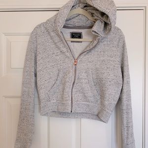 Abercrombie & Fitch cropped zip up hoodie grey